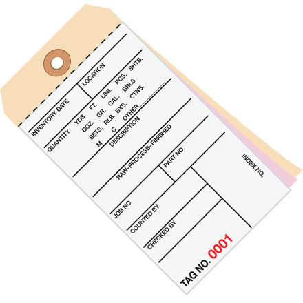 6 <span class='fraction'>1/4</span> x 3 <span class='fraction'>1/8</span>" - (2500-2999) Inventory Tags 3 Part Carbonless # 8