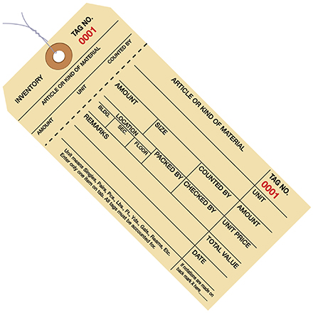 6 <span class='fraction'>1/4</span> x 3 <span class='fraction'>1/8</span>" - (6000-6999) Inventory Tags 1 Part Stub Style #8 - Pre-Wired