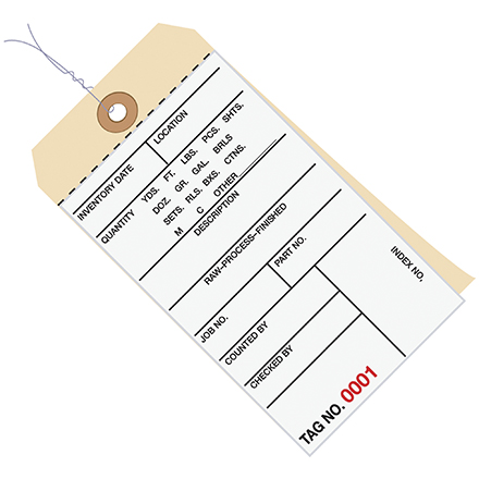 6 <span class='fraction'>1/4</span> x 3 <span class='fraction'>1/8</span>" - (8000-8499) Inventory Tags 2 Part Carbonless # 8 - Pre-Wired